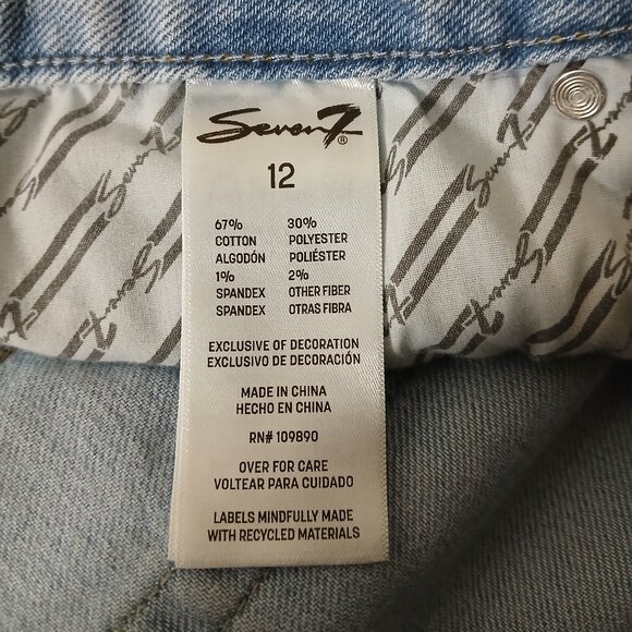 Seven 7 Jeans Size 12 Straight Leg High Rise Light Wash Denim Stretch - Picture 7 of 8